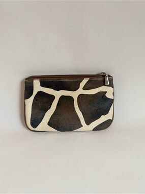 Giraffe Print Zip Pouch - Brown & Cream